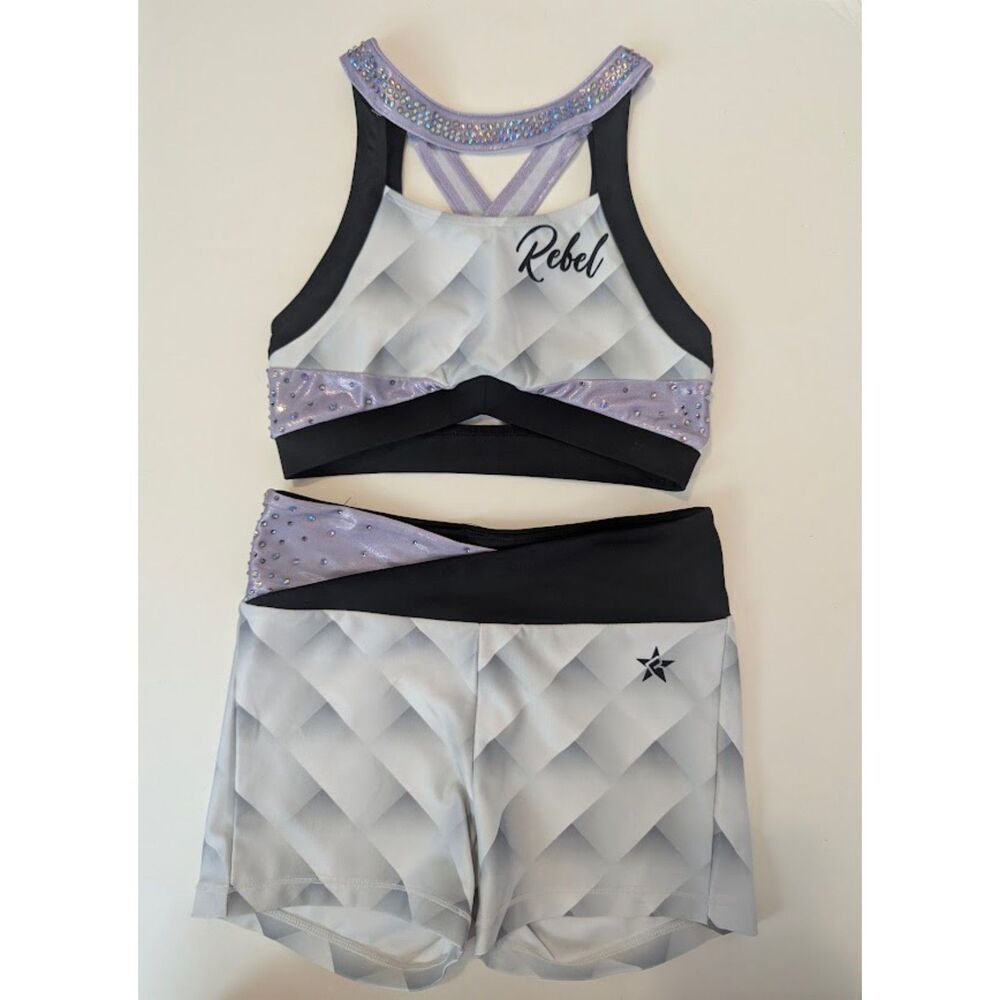 Rebel Athletic HTF purple gray geometric set AXS cheer dance